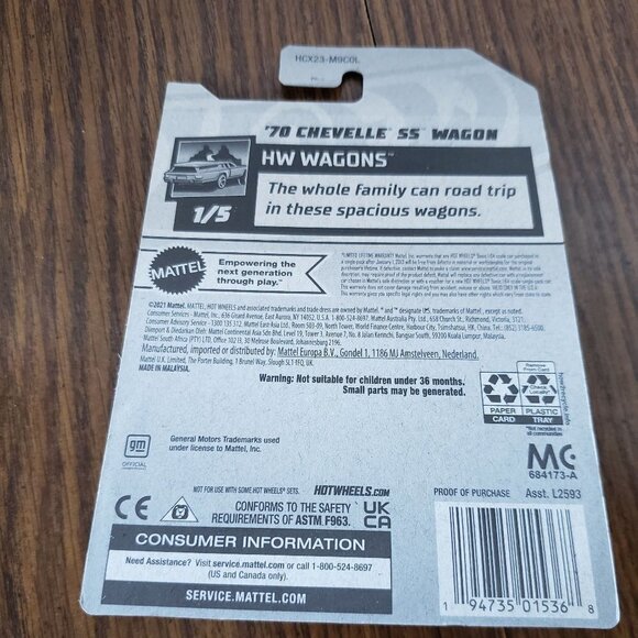 Hot Wheels HW Wagons 1/5 '70 Chevelle SS Wagon 111/250 Red - Picture 4 of 5